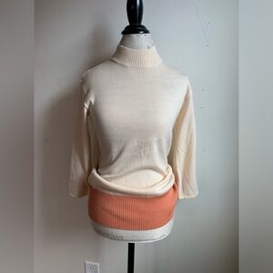 ST JOHN 100% wool Sweater XS luxury high neck 3/4 sleeve classic designer